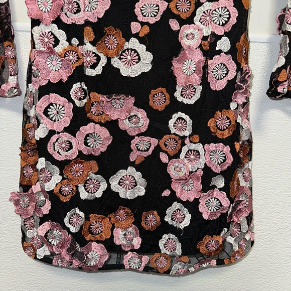 French Connection Lace Astrida 3D Embroidered Floral Mod XS Eur Black Size 4 US - Picture 13 of 16